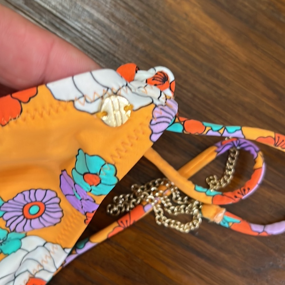 NWT{R Collection by Raisins}Sz M Tangerine floral bikini bottom w/ties - Picture 8 of 8